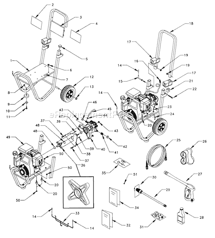 Page A Diagram and Parts List for 1330-0  Briggs and Stratton Pressure Washer